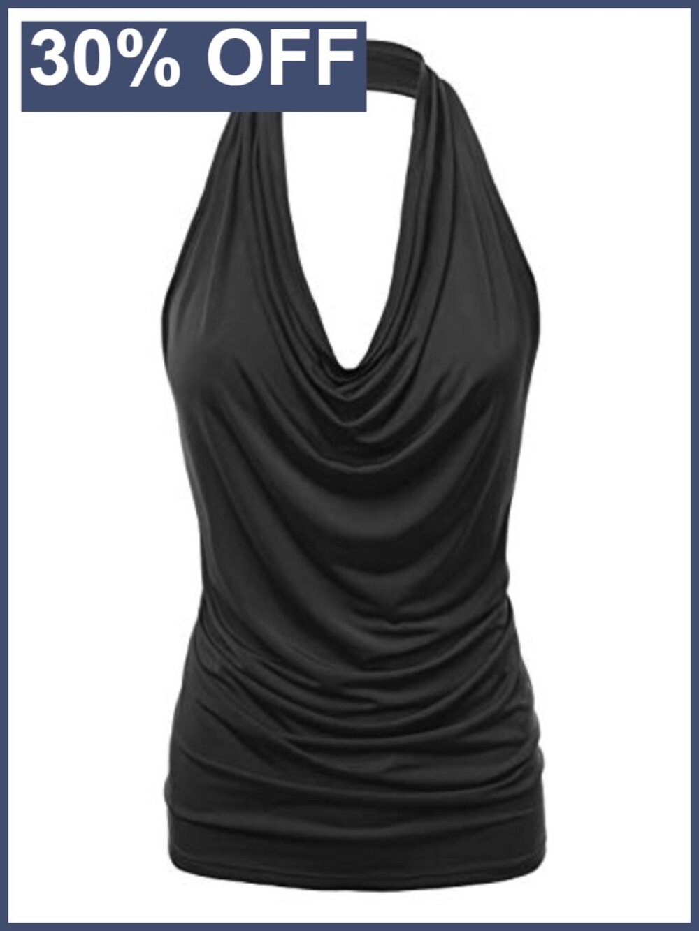 Women's Halter Neck Draped Front Backless Tank Top Sleeveless Slim Fit